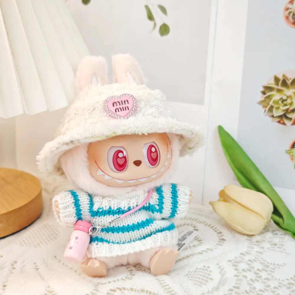 17Cm Labubu Clothes Outfit Plush Doll Clothes Sweet Tube Big Mouth Fish Strap Pants Macaron Cute Clothing DIY Kid Gift