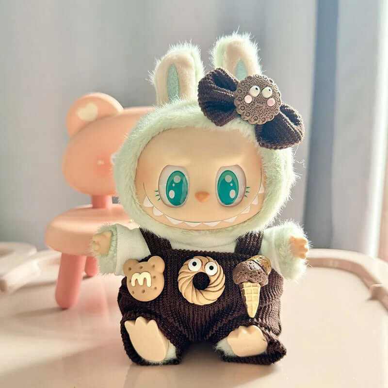 17Cm Labubu Clothes Outfit Plush Doll Clothes Sweet Tube Big Mouth Fish Strap Pants Macaron Cute Clothing DIY Kid Gift