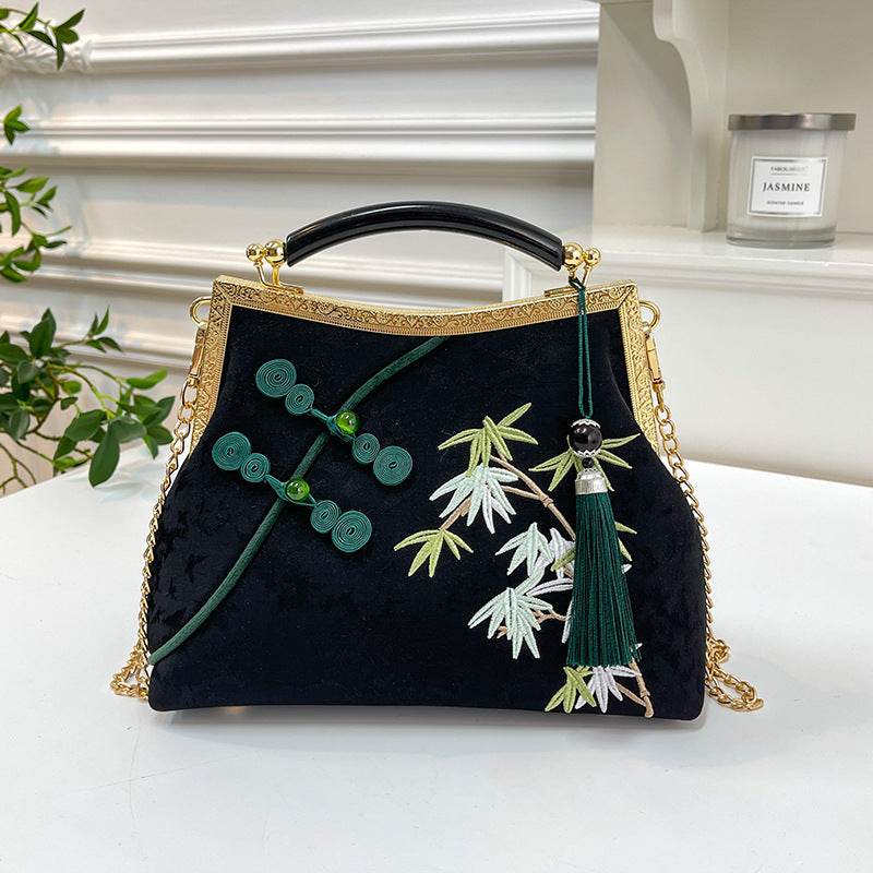 Lucky Bamboo Embroidery Handbags Women