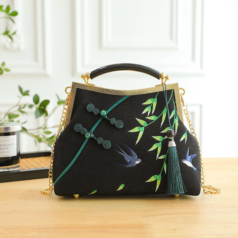 Lucky Bamboo Embroidery Handbags Women