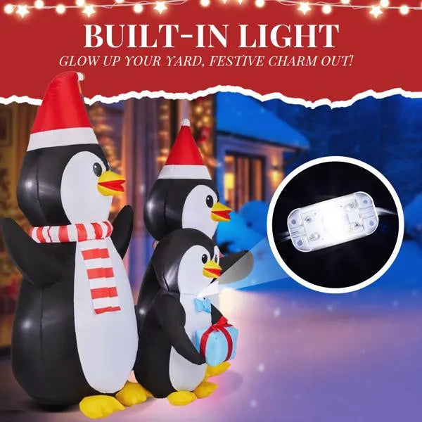 6FT Lighted Christmas Inflatable Decoration, Inflatable Penguin Family, Funny Blow Up Yard Decorations With Built-in LED Lights For Holiday Party Front Yard Lawn Garden Decor
