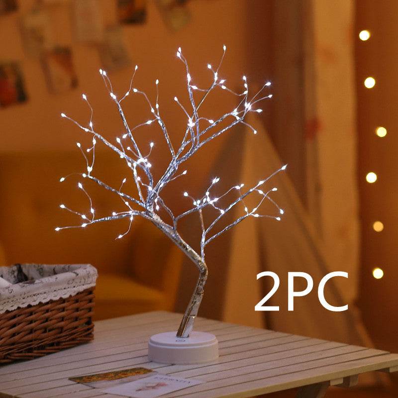 LED Christmas tree night light with 108 multi-color LED lights and touch switch on white base