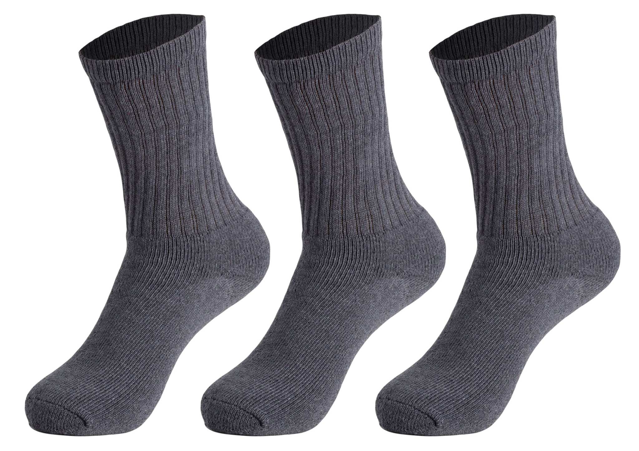 3 pairs of black cotton crew socks for women with cushioned sole and seamless toe for comfort and durability