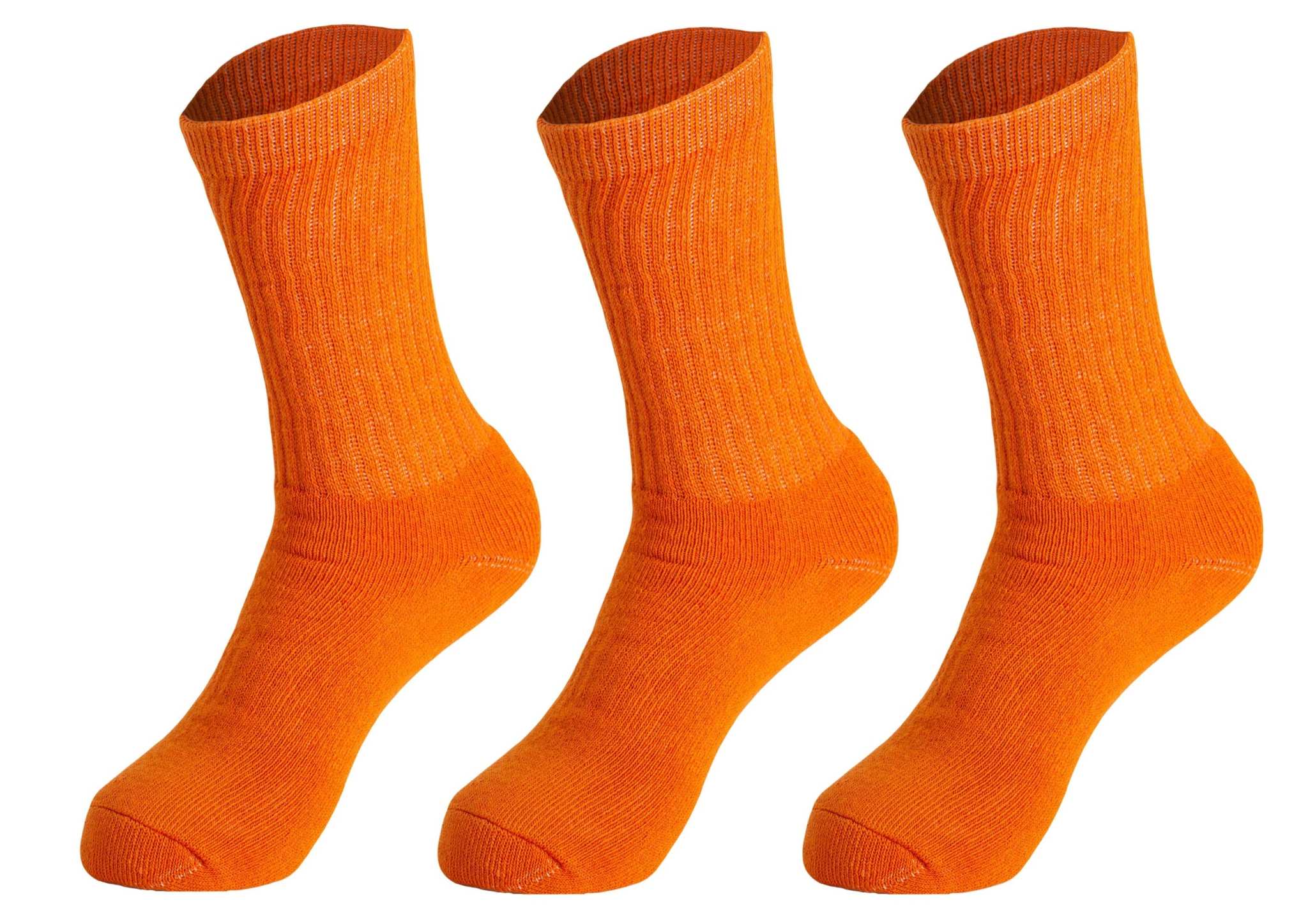 3 pairs orange cotton crew socks for women size 9-11 breathable cushioned fit