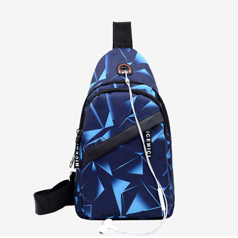Print Sling Chest Bag For Men Crossbody Bag With Earphone Hole Design