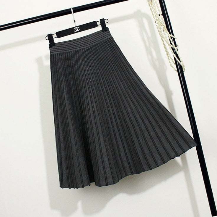 Skirt female solid color was thin knit skirt