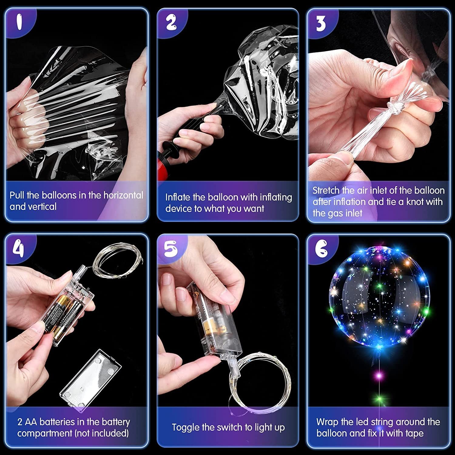 10PCS LED Light Up Balloons Clear Balloons Helium Bubble Glow Balloons With String Lights For Birthday Wedding Party Decorations