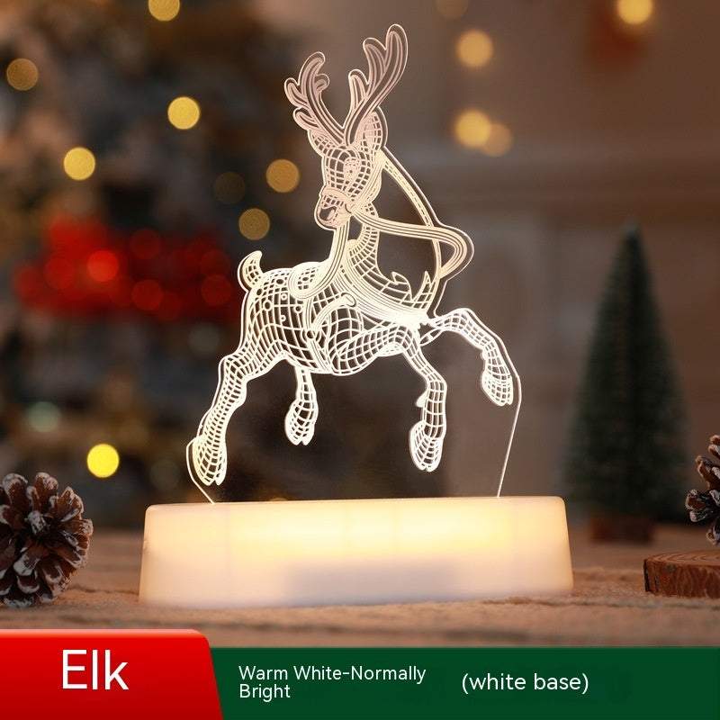 Christmas 3D lamp LED night light with elk design and white base