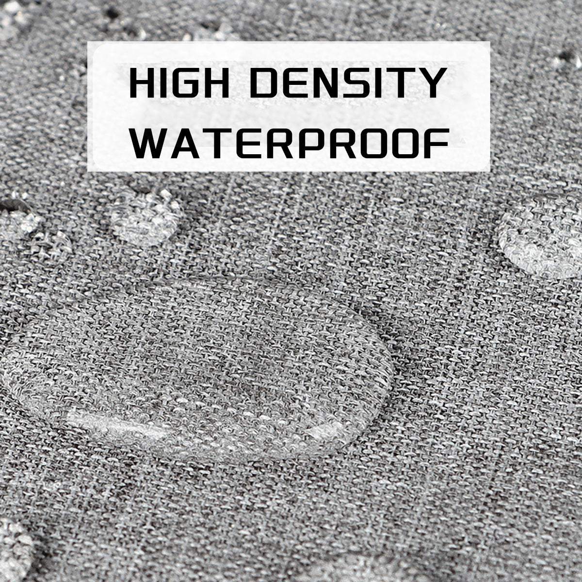 Close-up of water droplets on high density waterproof fabric, showcasing durability for a laptop bag with shoulder strap.