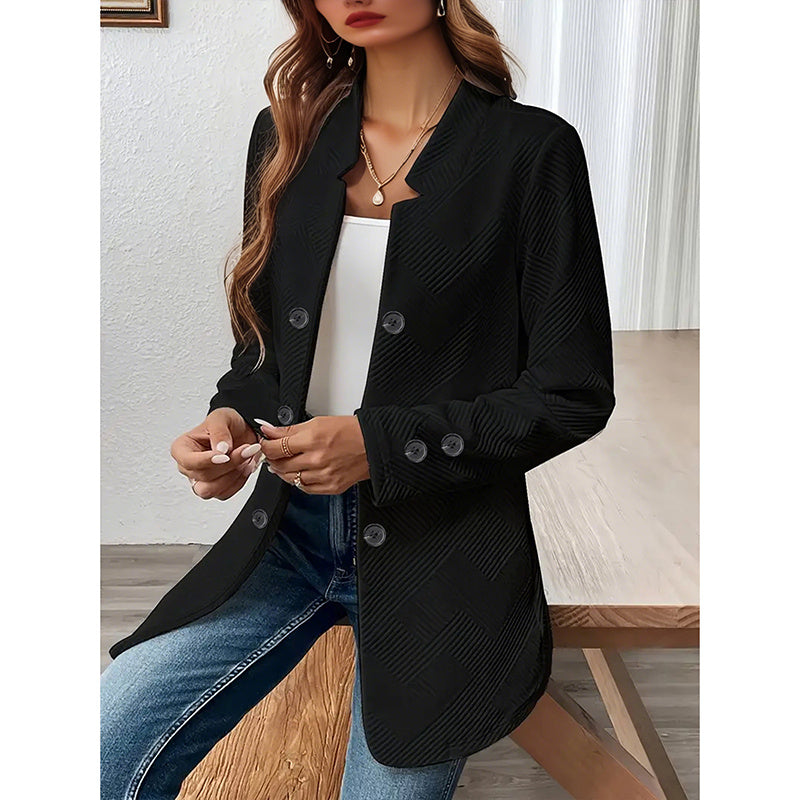 Women's Casual Business Open Front Cardigan Coat Long Sleeve Notch Collar Office Blazer Jacket