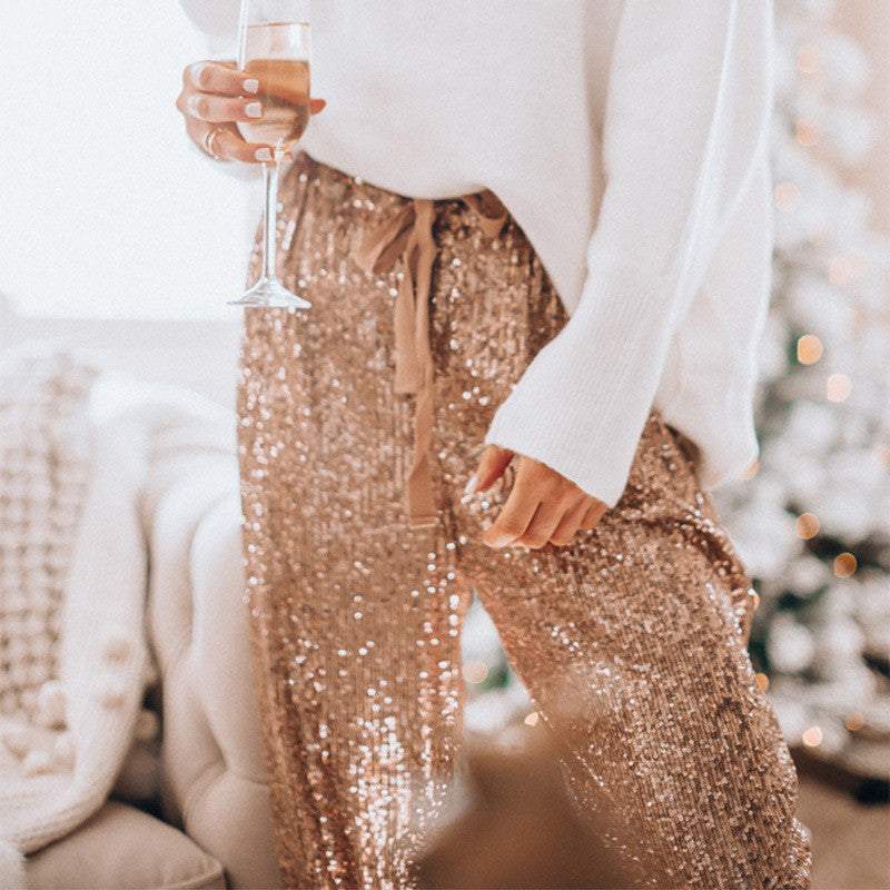 High waist drawstring trousers