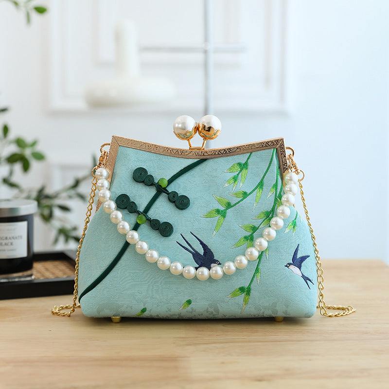Lucky Bamboo Embroidery Handbags Women
