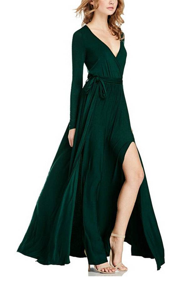 Explosion V-neck long sleeve dress