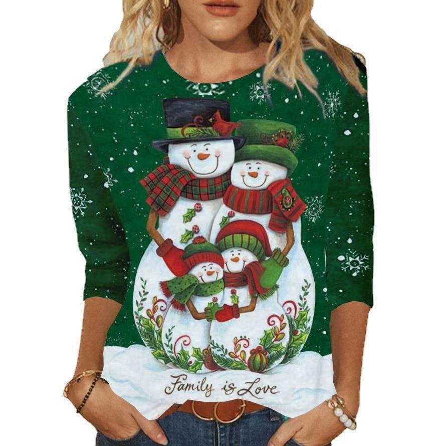 Christmas Printed Long Sleeve T-shirt Top