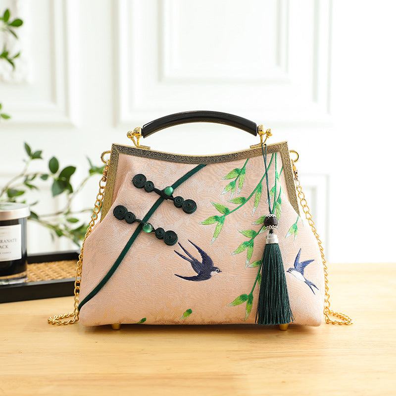 Lucky Bamboo Embroidery Handbags Women