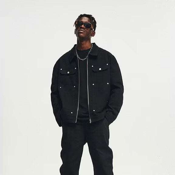 Autumn Retro American Washed Denim Jacket For Men