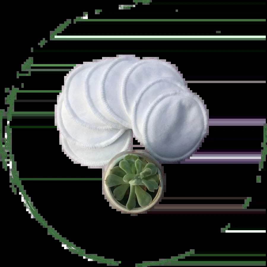 5-pack reusable eco facial rounds pads set displayed with a succulent, perfect for sustainable makeup removal.