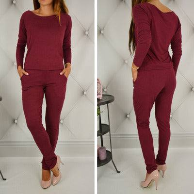 Casual long sleeve pencil pants pocket