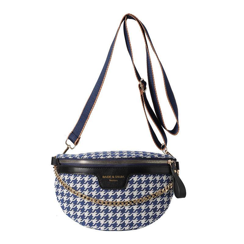 Women's Fashion Houndstooth Chest Bag Shoulder Bag