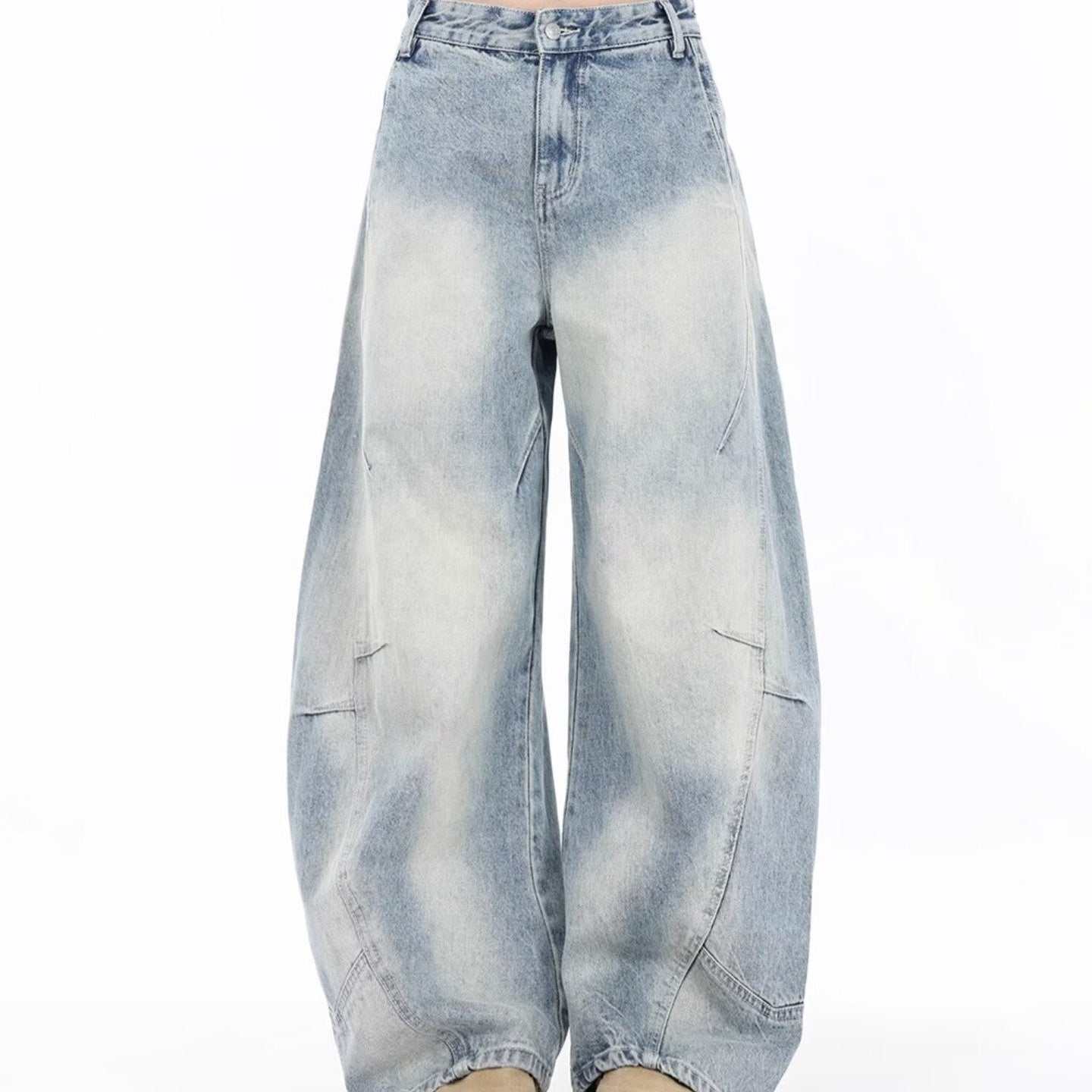 Vintage Distressed Straight Wide Leg Jeans