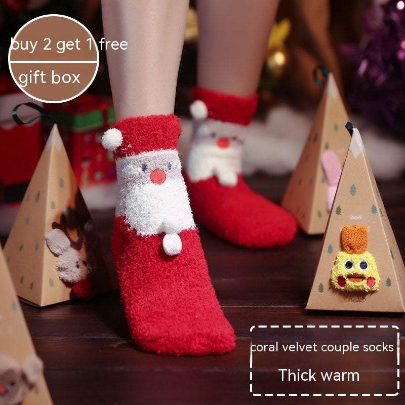 Christmas Pure Cotton Medium Tube Socks Gift Box