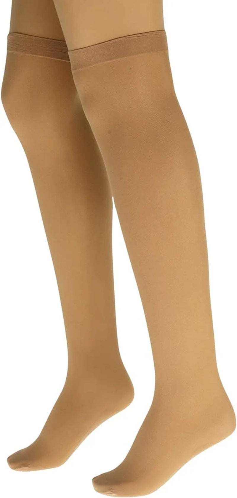 6 pairs women's over-the-knee sheer nylon socks in nude with stretch fit and reinforced toe for durability