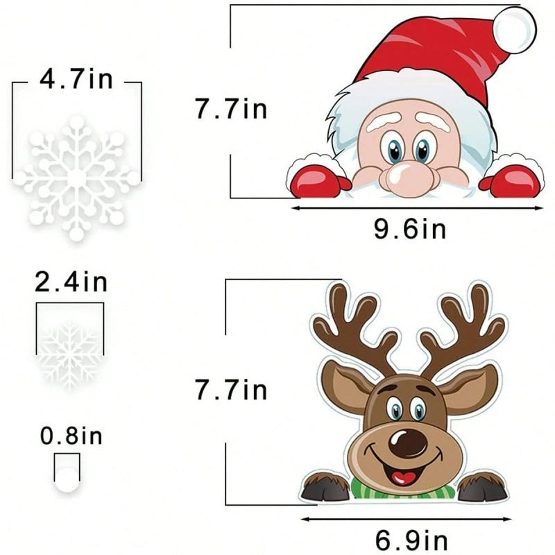 4 Sheets Of Christmas Window Clings For Glass,Santa Claus, Snowflake Wall Stickers, Static Clings, Xmas Window Decorations, Ornaments For New Year, Christmas Holiday Party Room Decorations