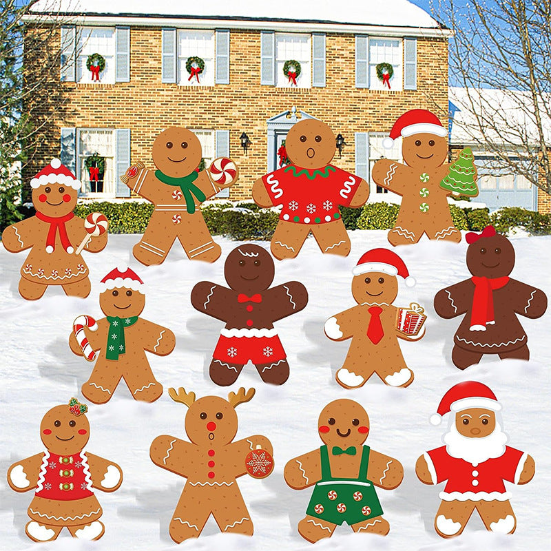 12 Christmas Gingerbread Man Yard Signs