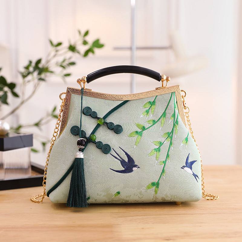Lucky Bamboo Embroidery Handbags Women