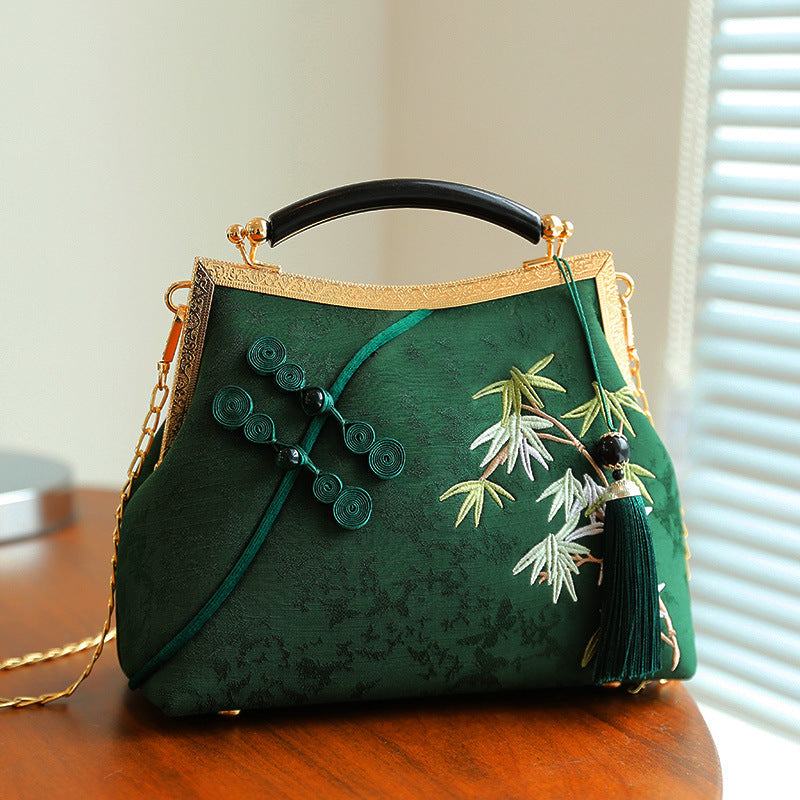 Lucky Bamboo Embroidery Handbags Women