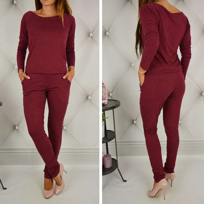Casual long sleeve pencil pants pocket