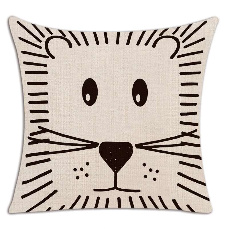 Pillow Cover Cartoon Cartoon Character Series Linen Cushion Cover