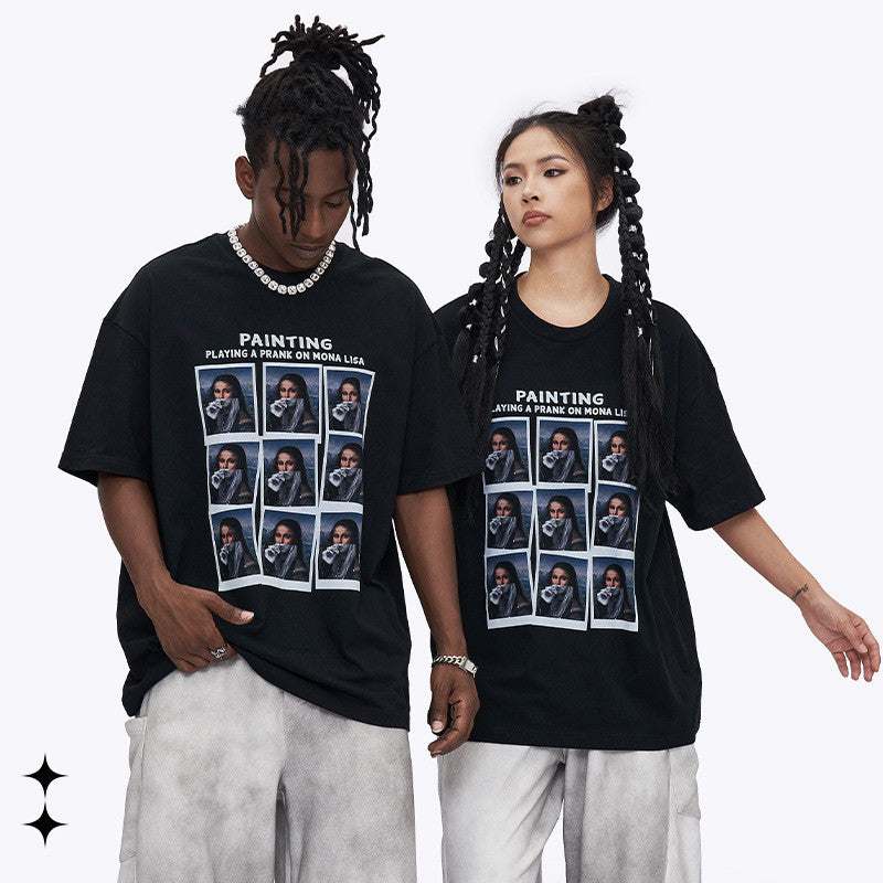 Summer American Cotton Portrait Printing T-shirt