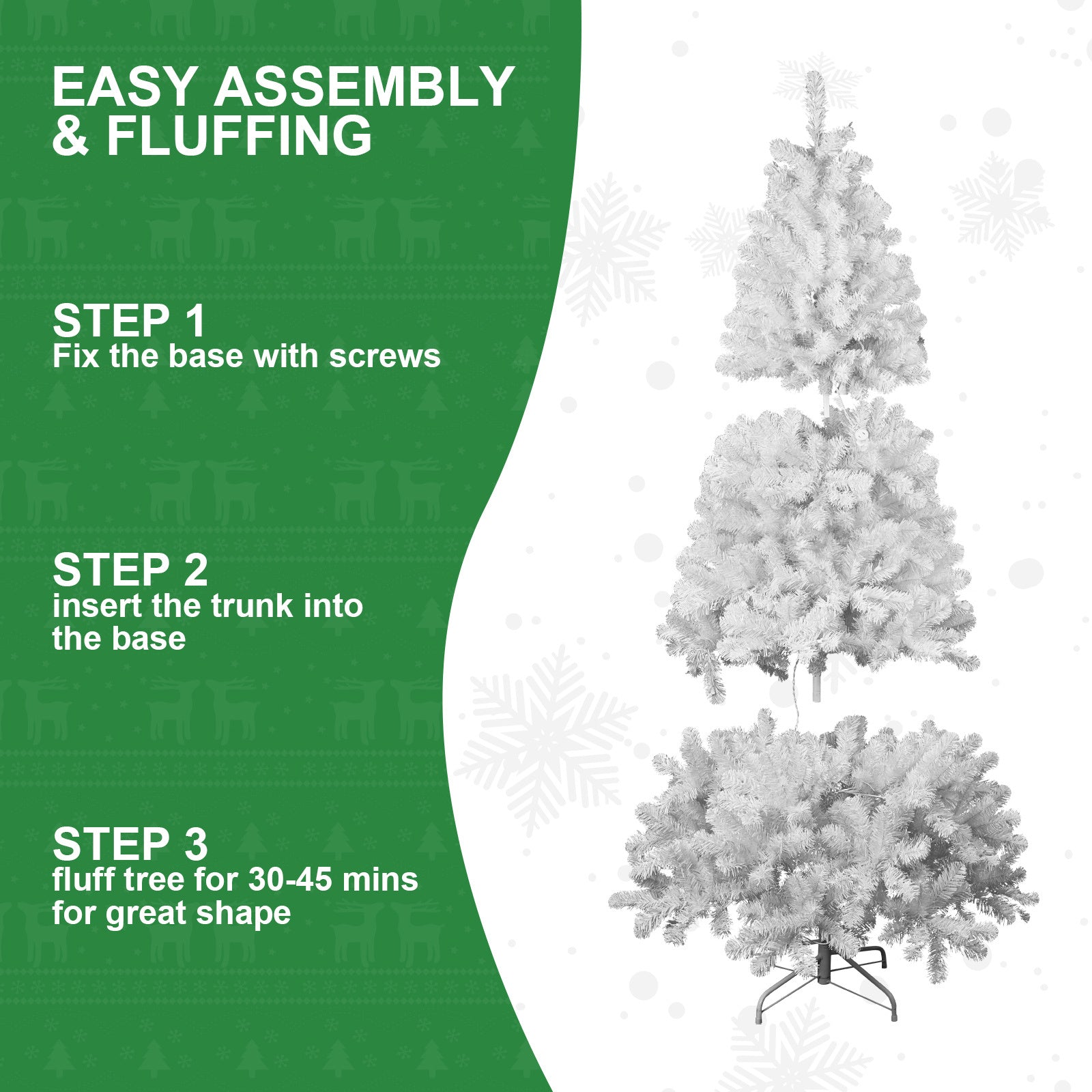 5-foot White Christmas Tree With Memory Wire, 498 Hinged PVC Branch Tips, Easy-to-assemble Festive Christmas Tree, Suitable For Indoor Decoration Decorations Not Included