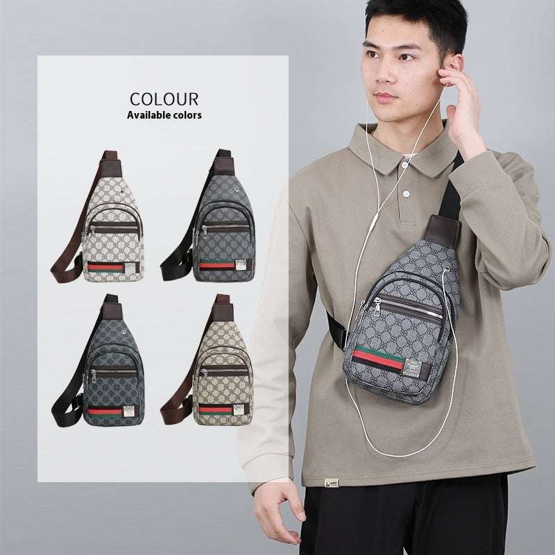 New Contrast Color PU Soft Leather Casual Chest Bag Men And Women Crossbody Tide Travel Fashion Small Backpack