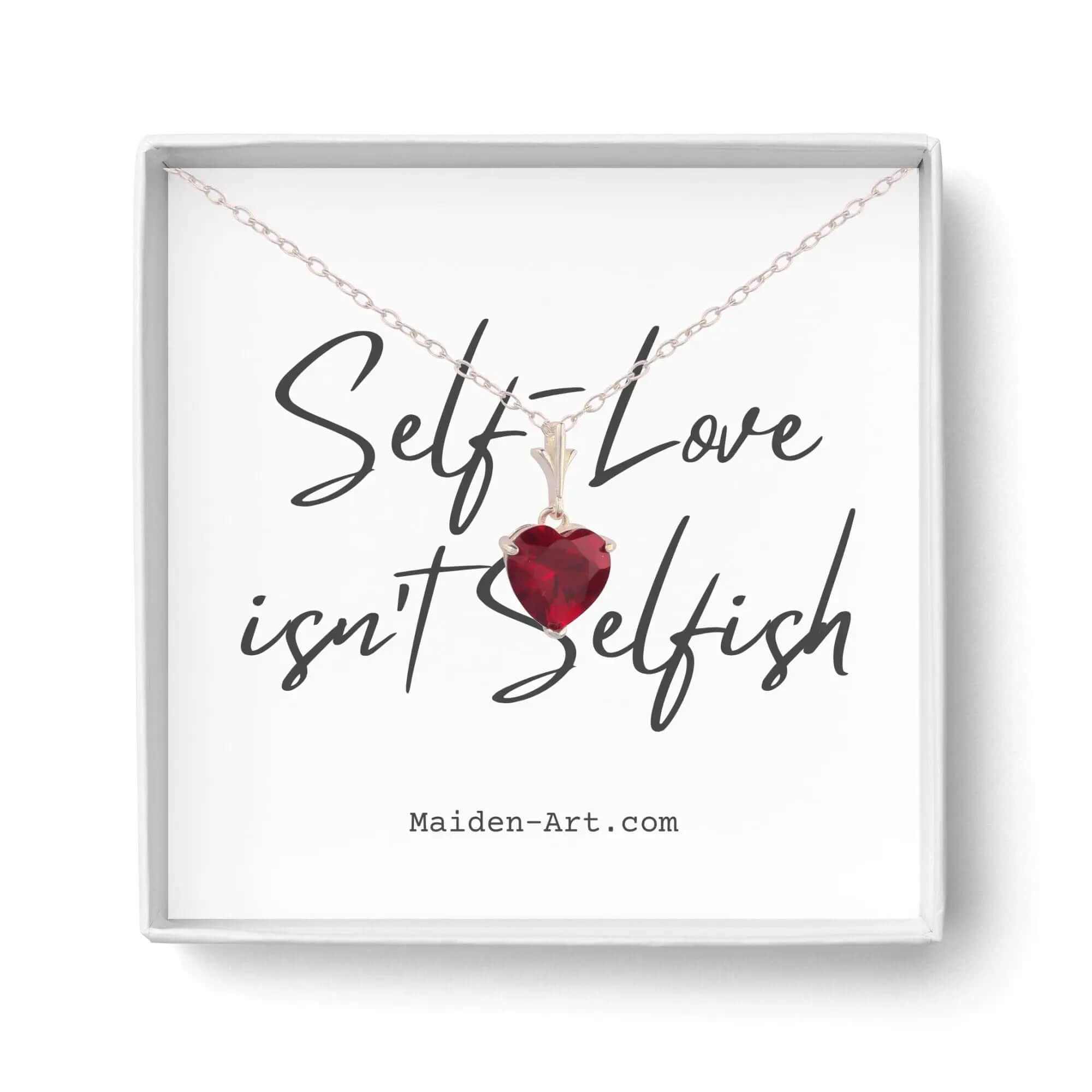 925 sterling silver necklace with red heart cubic zirconia pendant in gift box