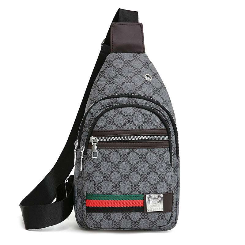 New Contrast Color PU Soft Leather Casual Chest Bag Men And Women Crossbody Tide Travel Fashion Small Backpack