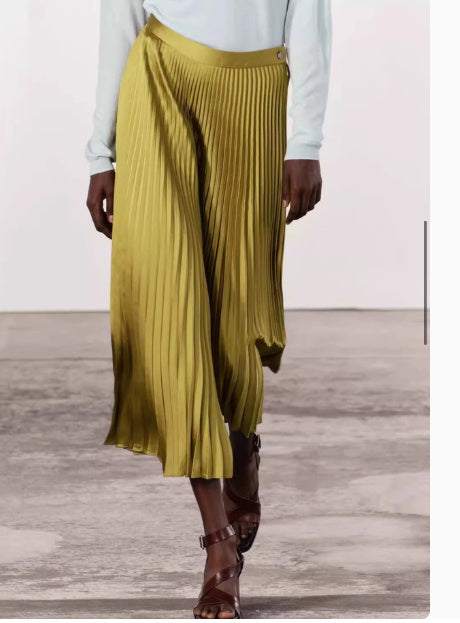 Spring And Summer Pleated Skirt Small Pleated Silk Satin Texture