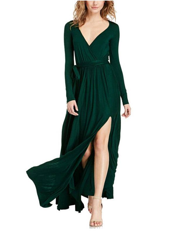 Explosion V-neck long sleeve dress