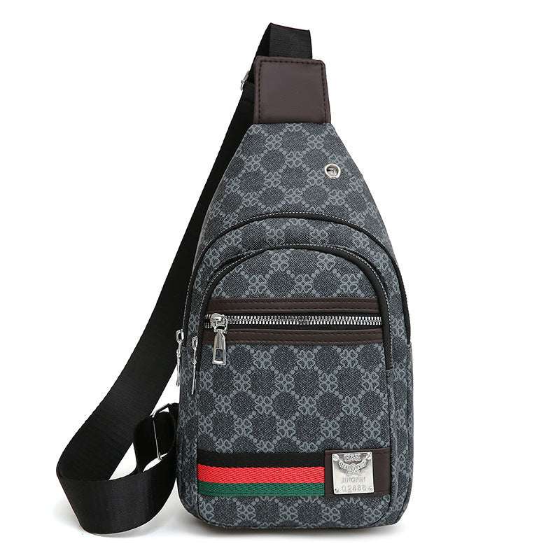 New Contrast Color PU Soft Leather Casual Chest Bag Men And Women Crossbody Tide Travel Fashion Small Backpack