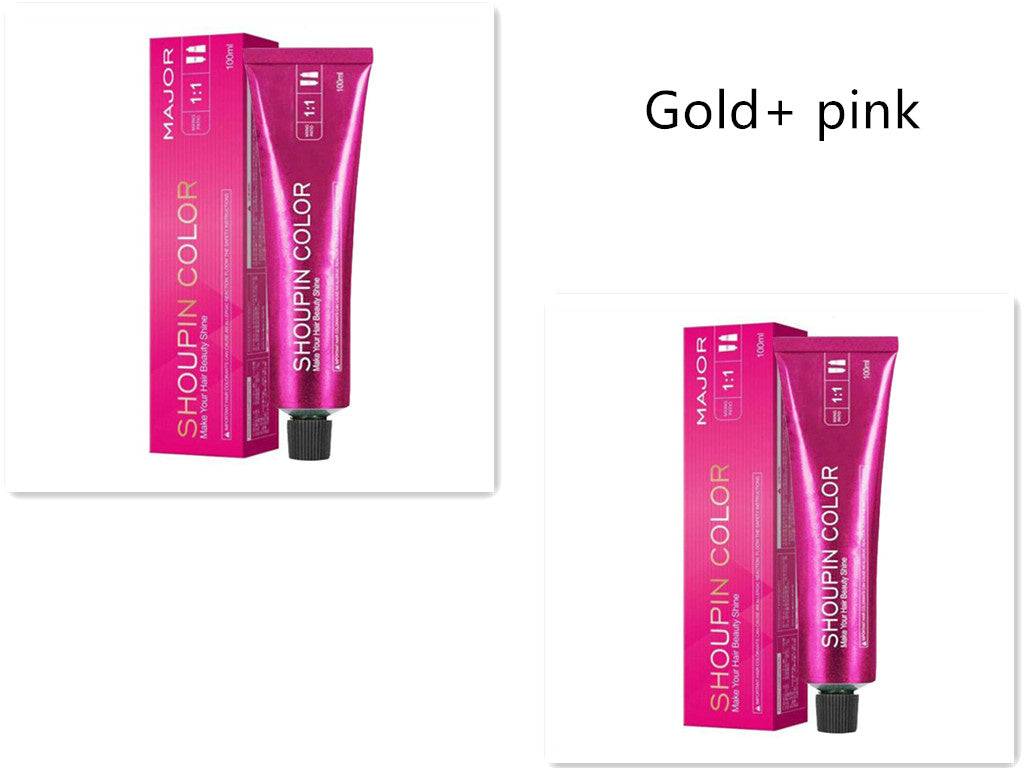 Ammonia-Free Formula natural hair dye cream in gold and pink colors with 100ml tube packaging