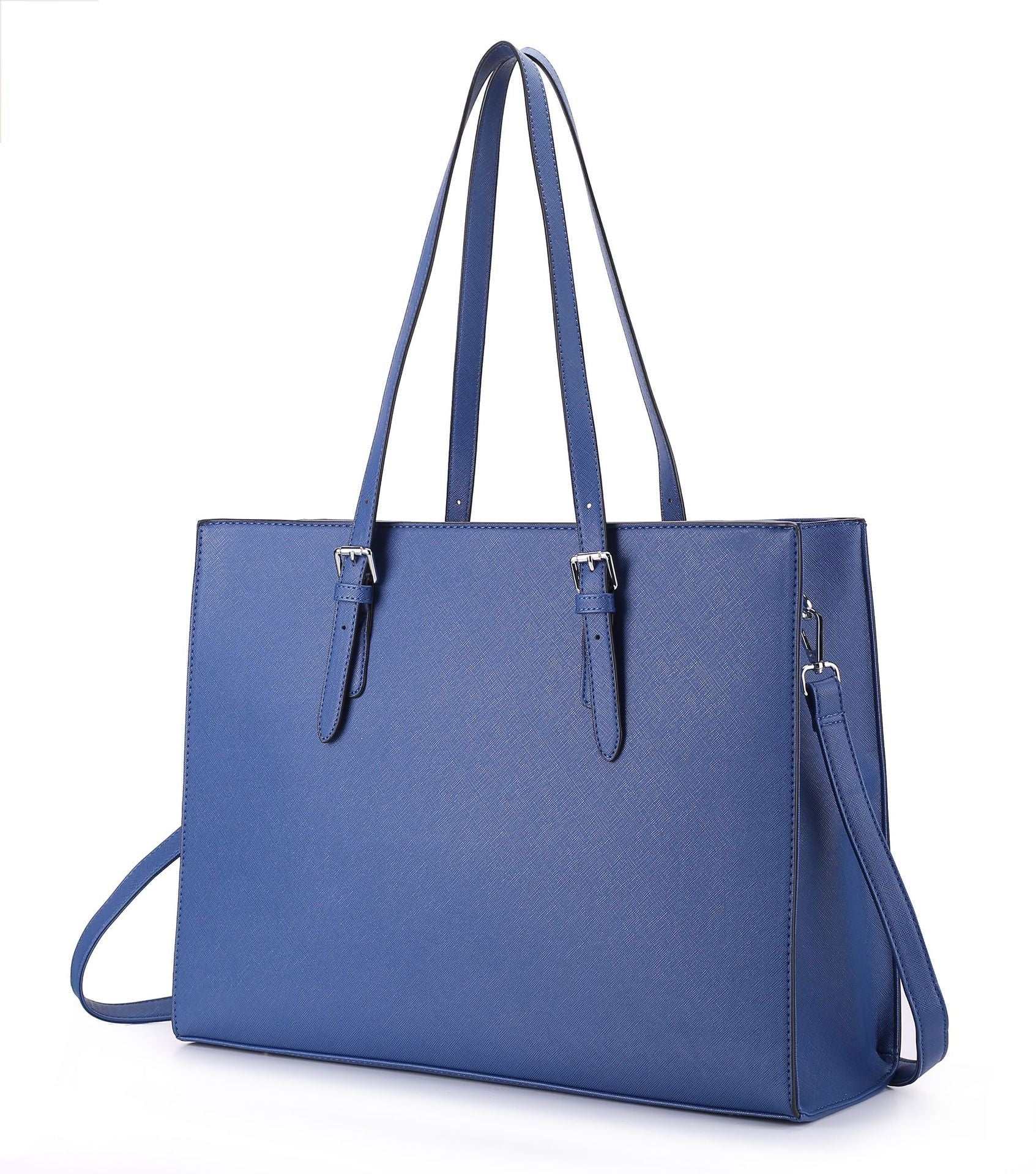 Large capacity blue women's shoulder portable business computer bag with multiple compartments