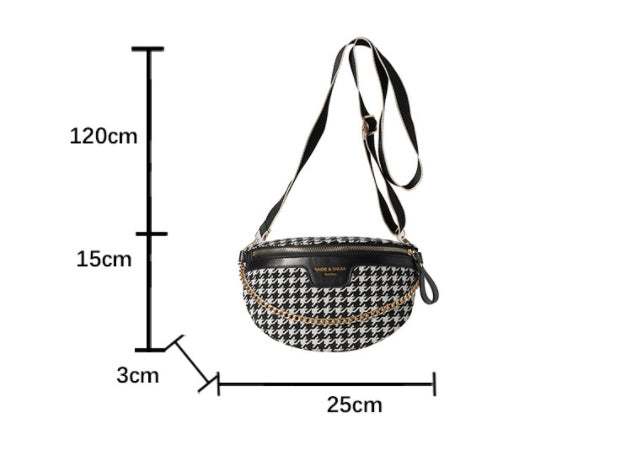 Women's Fashion Houndstooth Chest Bag Shoulder Bag