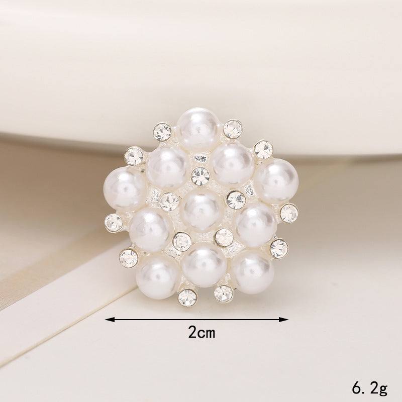 Bright Pearl Flower Shoe Ornament with pearls and crystals, 2cm, perfect for elevating footwear style.