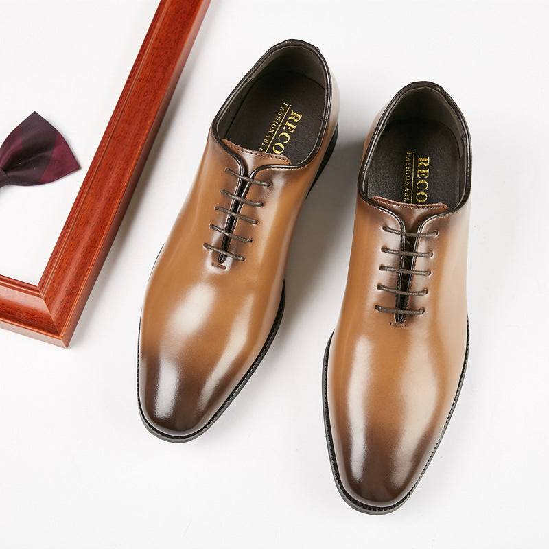 New Leather Hand-polished Business Shoes Men's Formal Wear Lace-up Shoes For Young Gentlemen