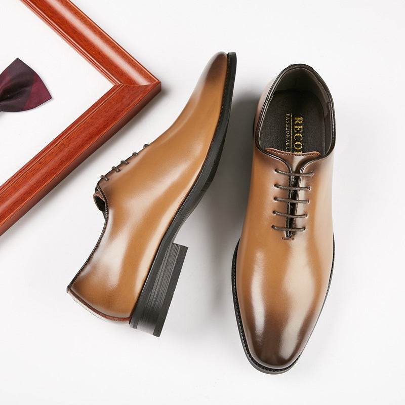 New Leather Hand-polished Business Shoes Men's Formal Wear Lace-up Shoes For Young Gentlemen
