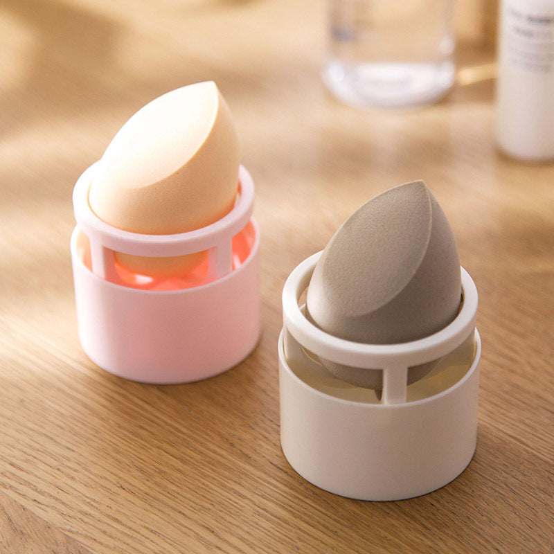 Beauty Egg Stand plastic cosmetics storage rack for dustproof makeup sponge storage on wooden surface