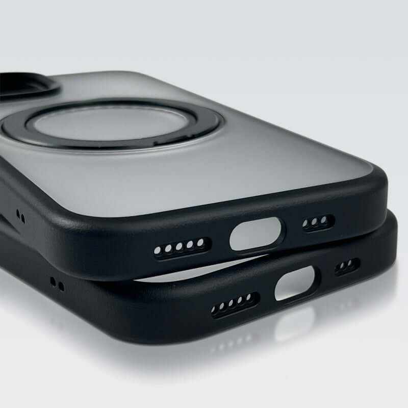 15PRO360 rotating bracket phone case with black edges and built-in rotating ring holder