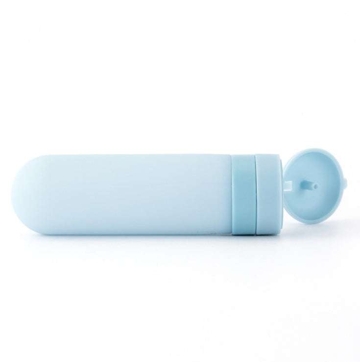 Blue silicone bottled travel cosmetics storage bottle with flip cap