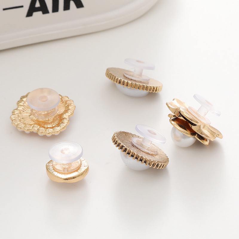 Bright Pearl Flower Shoe Ornaments in various designs, perfect for embellishing shoes with style.